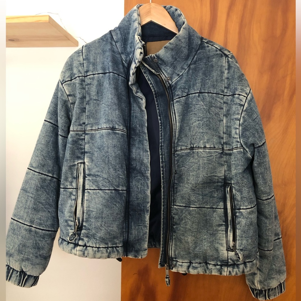 American Eagle Denim Puffer Jacket
